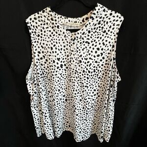 FLT Studios White & Black Polka Dot Sleeveless Blouse – 3XL⚪🖤